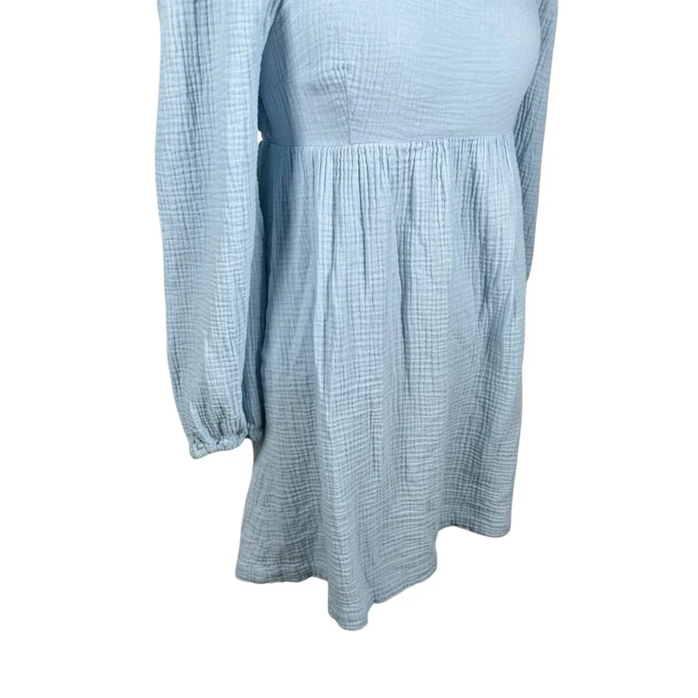 J. Crew Squareneck Soft Gauze Dress Hydrangea Blue Smocked Cotton Cottage Size S